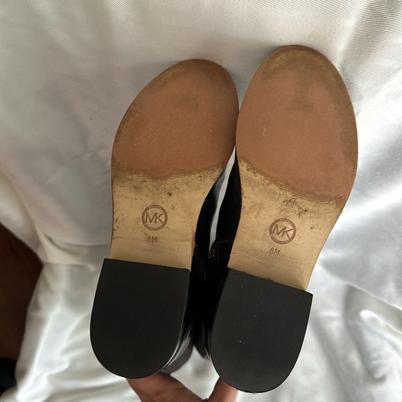 Michael Kors Black Leather Arley Stretch Boots with Gold Hardware - Picture 11 of 13